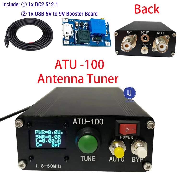 ATU-100 atu100 Maschine 1,8-50MHz atu100mini automatischer Antennen tuner von n7ddc 7x7 3,2 Firmware programmiert oled Image
