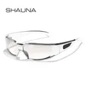 SHAUNA Mode Silber Rahmen Y2K Sonnenbrille Sport Goggle Brillen UV400