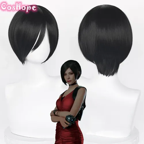 Ada Wong Cosplay Perücke Frauen 32cm Kurze Schwarze Perücke Cosplay Anime Cosplay Perücken Hitze