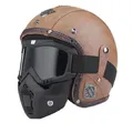 Retro Vintage Helm Motorrad 3/4 Open Gesicht DOT genehmigt visier PU leder Casco Moto Helm Motocross