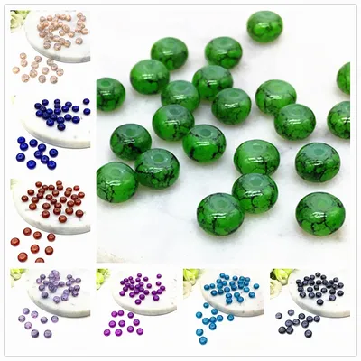 50 stücke 4*6mm Runde-Brilliant-Form Glas Perlen Lose Spacer Charm Perlen Mode Schmuck Machen