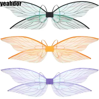Frauen Mädchen Zikade Flügel Libelle Elf Flügel Halloween Cosplay Kostüm Festliche Party Maskerade Image