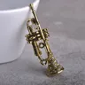 Blucome Vintage Saxophon Form Broschen Für Frau Musiker Geschenk Kristall Antike Gold Farbe Musical