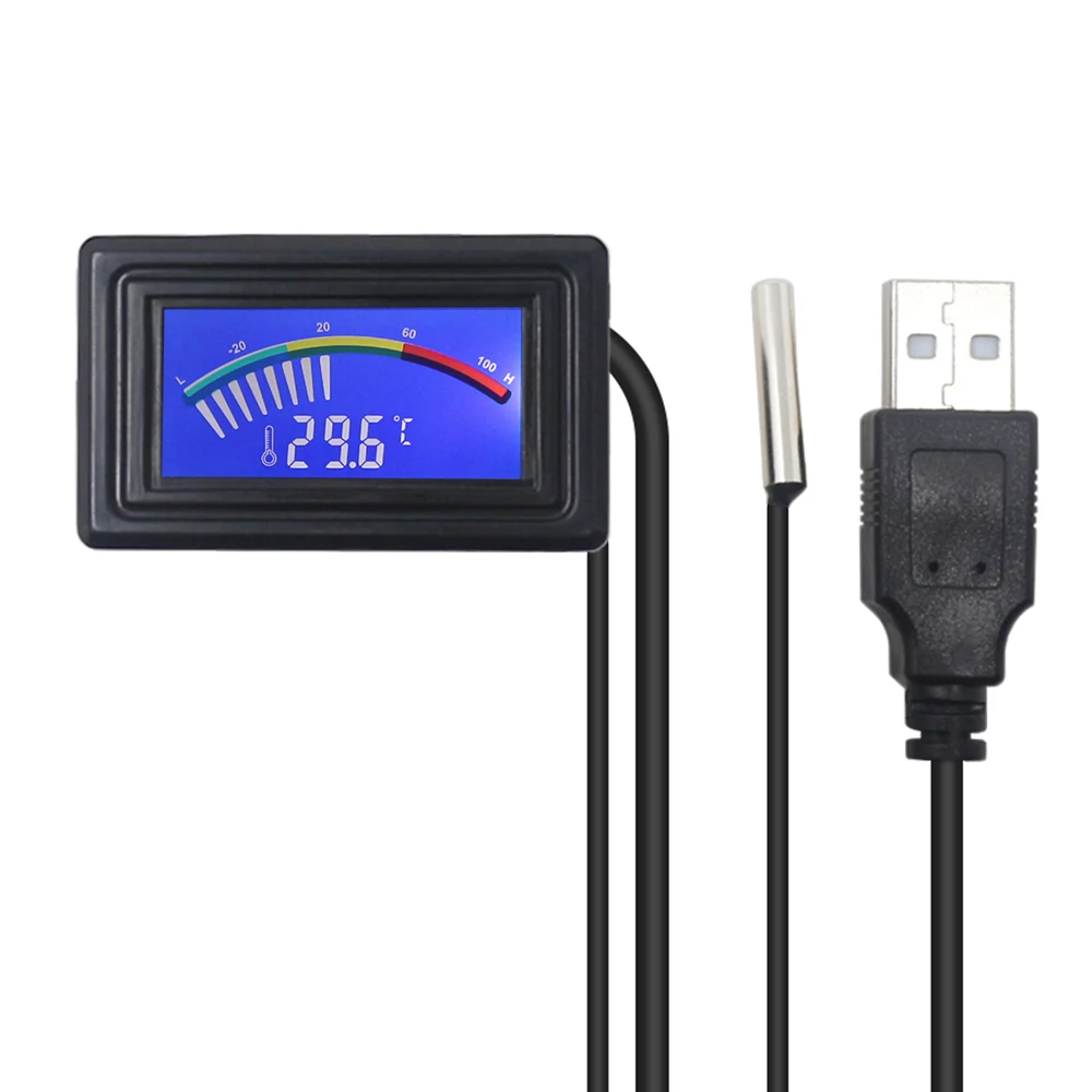 Ketotek USB-Thermometer, LCD-Digitalzeiger, Auto-Wassertemperaturmessgerät, Messgerät C F MOD für Computer, PC, Aquarium, Kessel Image