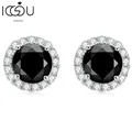 IOGOU 2022 Trendy frauen Ohrring 6mm Schwarz Runde Halo Moissanite Stud Ohrringe Original 925