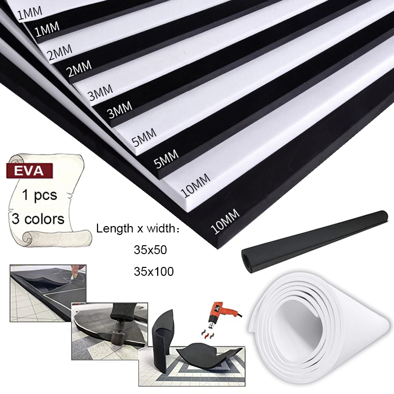 1 Stück EVA-Schaumstoffplatte, Dicke 1/2/3/5/10 mm, Schallabsorption und Schalldämmung, DIY-Schaumprozess, Modellbau-Material Image
