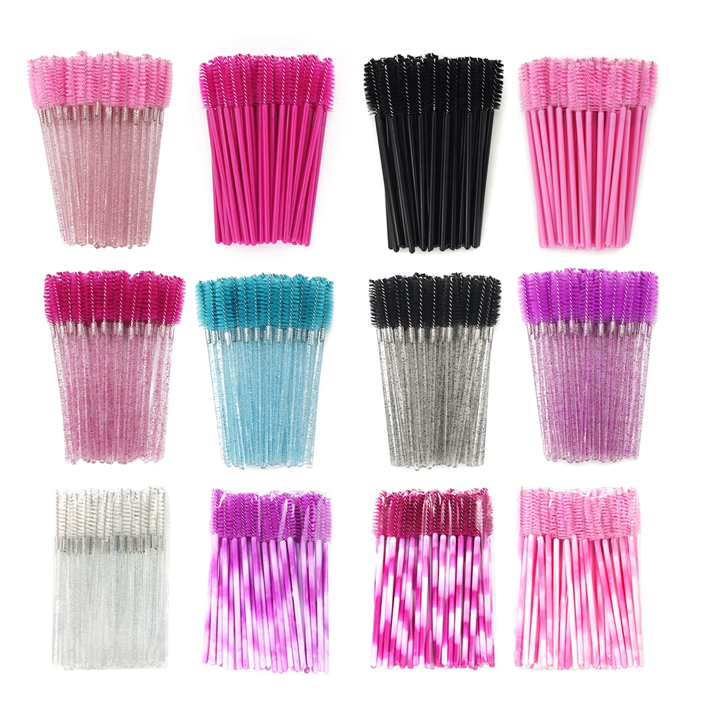 ANNAFRIS 50Pcs Einweg Wimpern Pinsel Weichen Kopf Kristall Augenbraue Pinsel Lash Verlängerung Pinsel Mascara Zauberstab Make-Up-Tool Image