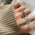 Mode Breite Oberfläche Knoten Wicklung Thai Silber Farbe Ring Öffnen Finger-Ring Für Frauen Schmuck