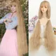 Seeano 110cm synthetische lange lockige Cosplay Perücke mit Pony rot hell blond niedlich Lolita