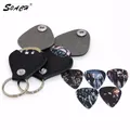 SOACH Heißer 1 stück gitarre picks fall box geldbörse Schwarz Faux Leder Schlüssel Kette Gitarre