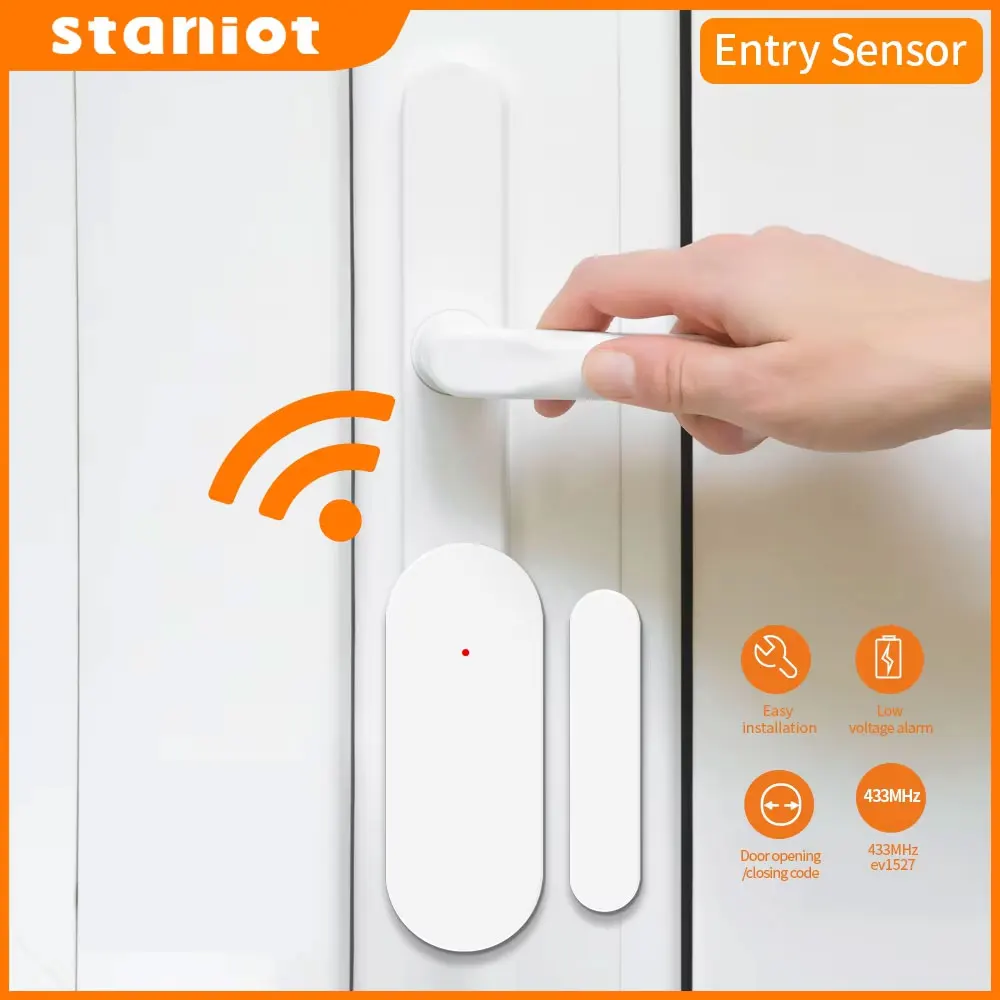 Staniot DS100 Tuya 433 MHz Alarmzubehör Intelligente Fernbedienung Drahtloser Tür- und Fensteralarmsensor Tür-Offen-/Geschlossen-Detektoren Image