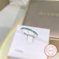 Klassische Runde Smaragd Reihe Alle Über Diamanten Paar Ring Für Frauen Geometrische Zirkonia Silber