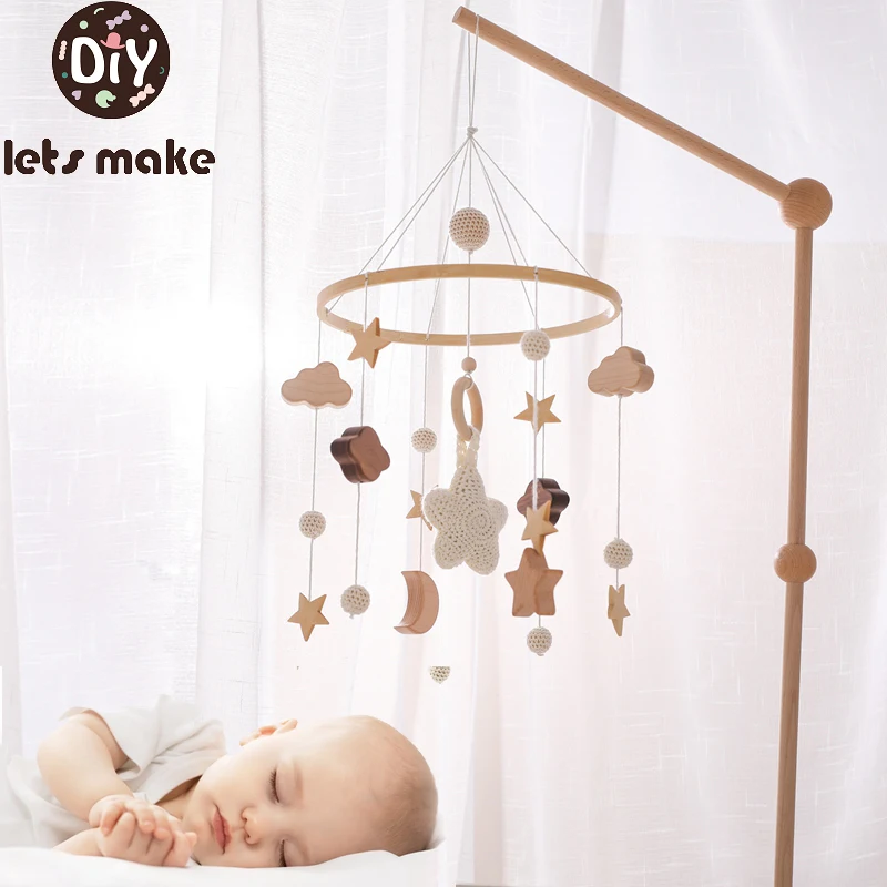 Lassen sie machen Baby Rassel Spielzeug 0-12 Monate Holz Mobile Neugeborenen Spieluhr Bett Glocke Hängen Spielzeug Halter Halterung infant Krippe Spielzeug Geschenk Image