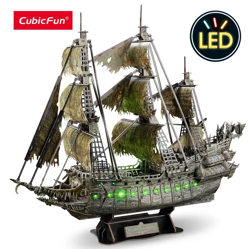CubicFun 3D Puzzles Grüne LED Fliegende Holländer Piraten Schiff Modell 360 Stück Kits Beleuchtung