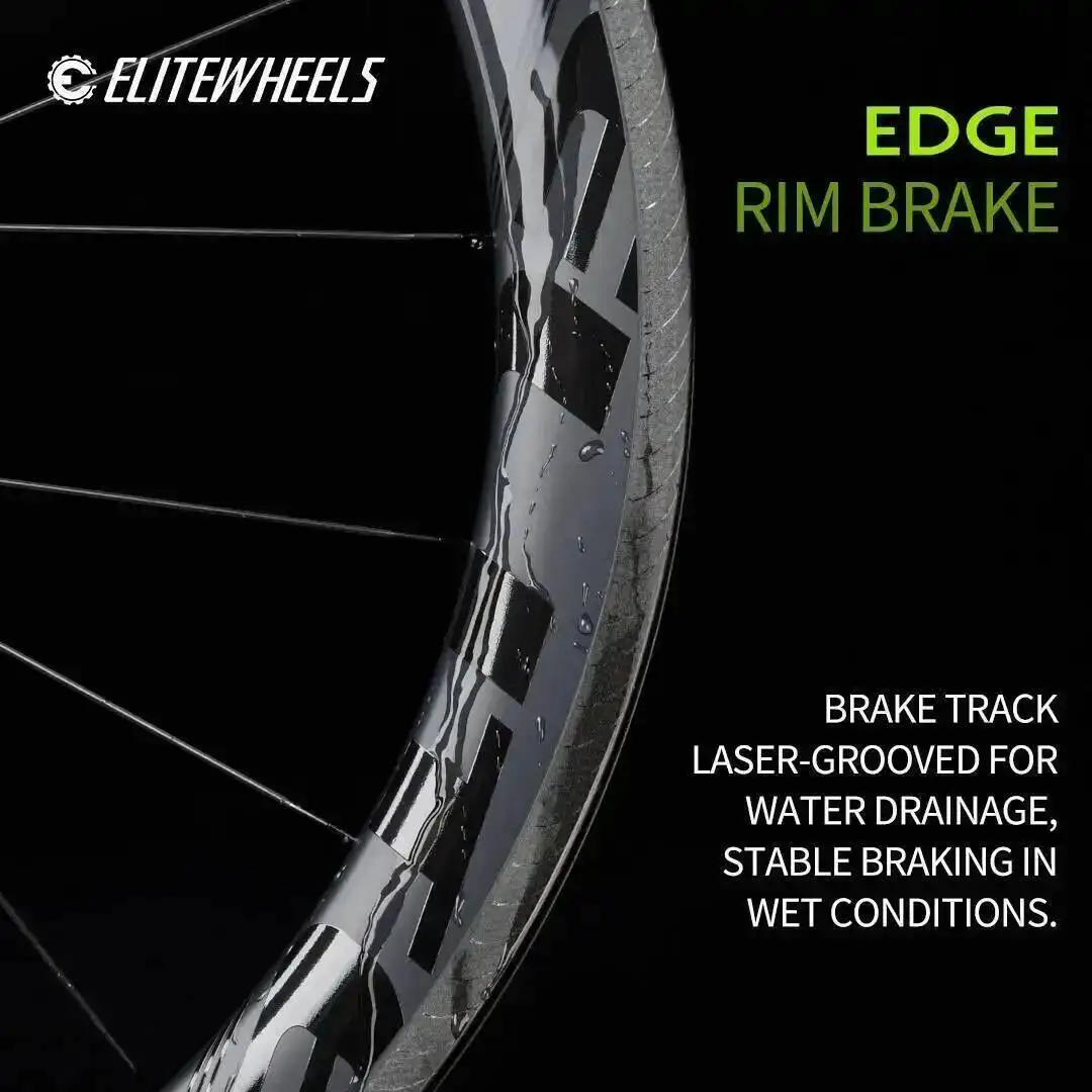 ELITEWHEELS EDGE Carbon-Felgenbremsen-Laufradsatz Ultraleicht 1291g 40/50mm Felge Ratchet-System 36T Nabe Wing 20 Speichen Fahrrad-Laufradsatz Image