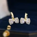 Korea neues Design Modeschmuck echte Vergoldung süße kleine Schleife g Zirkonia Ohrringe elegante