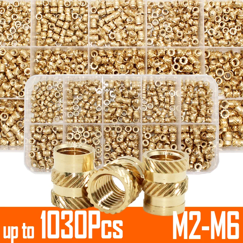 M2 M2,5 M3 M4 M5 M6 Messing Heat Set Einsatz Mutter Hot Melt Nutinsert Gewinde Rändel Doppel Twill Einbettung Kupfer Mutter Sortiment Kit Image