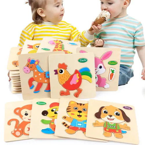 Baby Spielzeug 3D Holz Puzzle Puzzle Spielzeug für Kinder Cartoon Tier Puzzles Intelligenz Kinder
