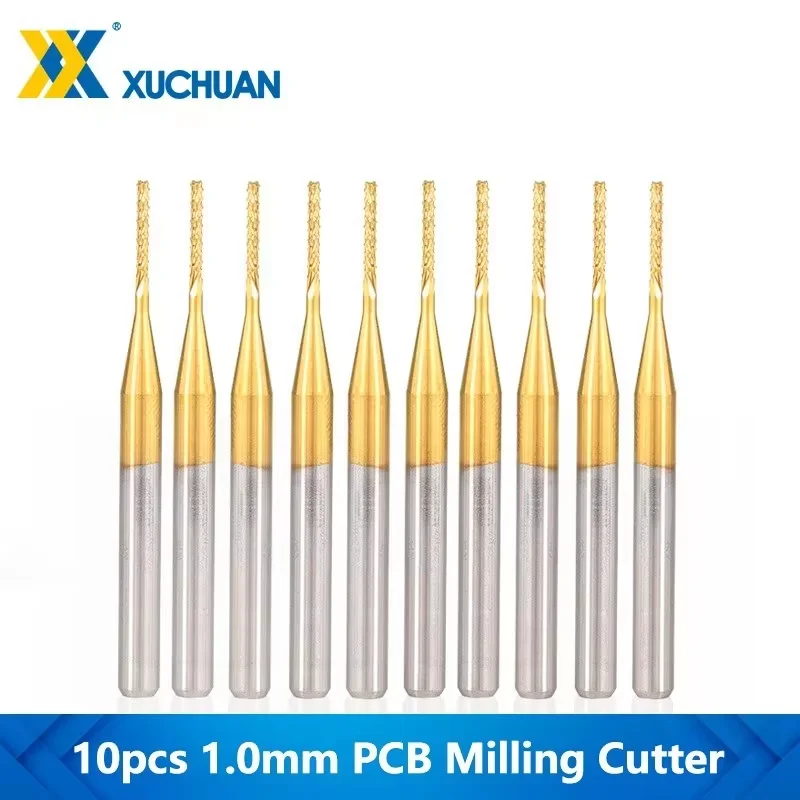 10 stücke 0,8-3,175mm Titan Beschichtete Hartmetall PCB Fräser CNC Router Bits Mais Ende Mühle für PCB maschine Fräsen Werkzeug Image