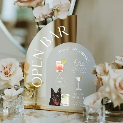 1pc Golds piegel Hochzeits bar Zeichen, Hochzeit Unterschrift Cocktails, Haustier Signatur Getränke, Image