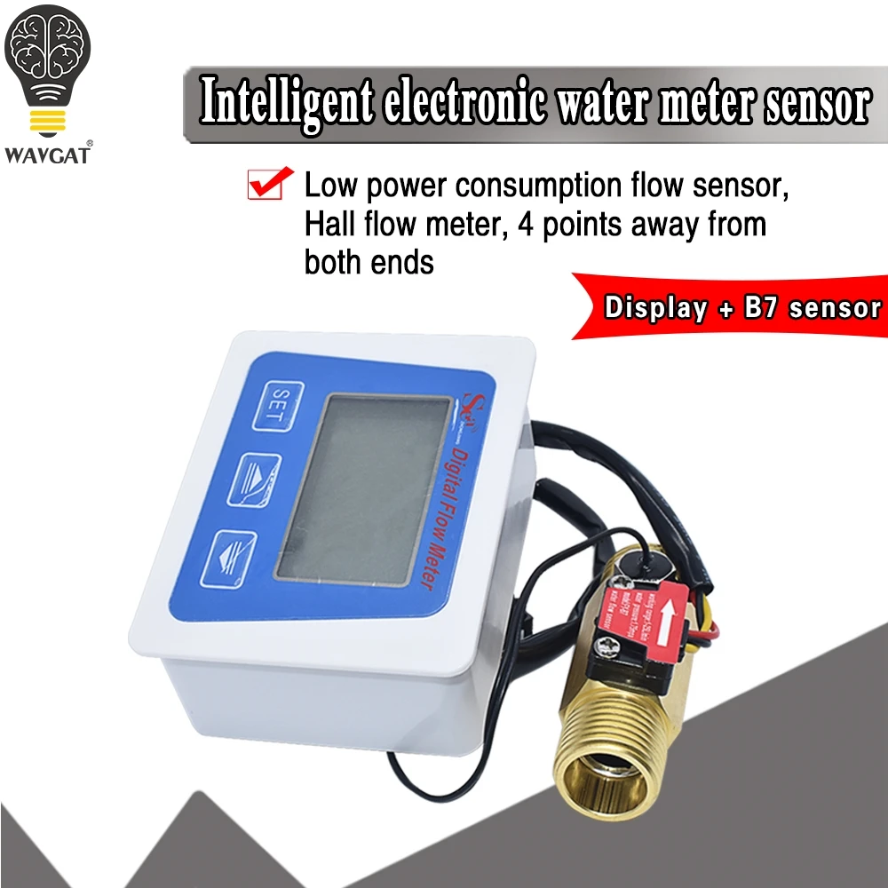 Digital LCD display Wasser flow sensor meter durchflussmesser totameter Temperatur zeit aufzeichnung Mit G1/2 flow sensor Image