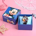 Zufällige Art Muster mit Box Disney Mickey Kinder uhr Anime Figur Minnie Spiderman Quarzuhr Kinder