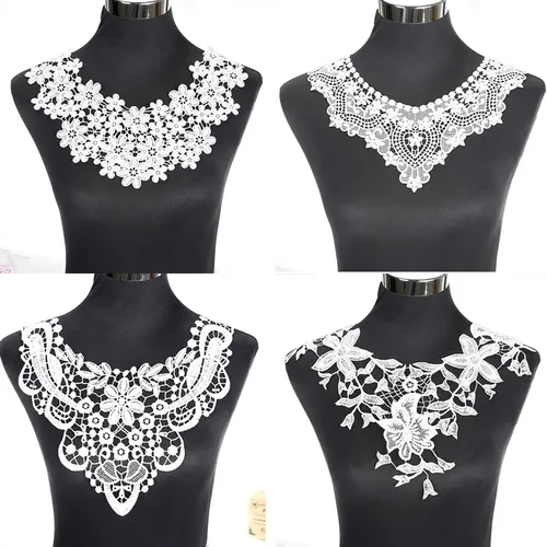 1Pcs Weiß Feine Venise Spitze Stoff Kleid Applique Bluse Nähen Borte DIY Ausschnitt Kragen Kostüm