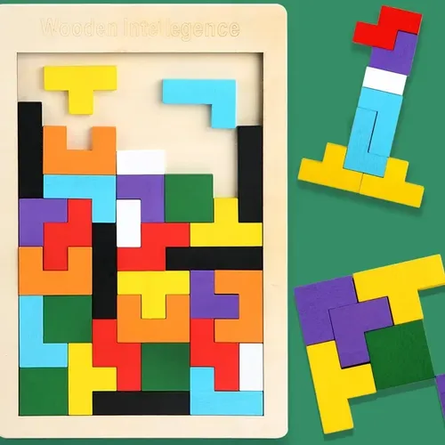 3D Holz puzzle Spielzeug Farbe Form Erkenntnis Gehirn Spiele für Kinder Holz Puzzles Spielzeug Tan