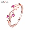 KNOCK luxus Blume für Frauen Überzog Rose Gold Ringe Kristall Zirkon Blatt Einstellbar damen Finger