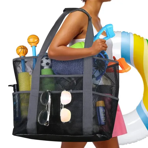 8 taschen Sommer Große Strand Tasche Für Handtücher Mesh Durable Reise Handtasche Spielzeug