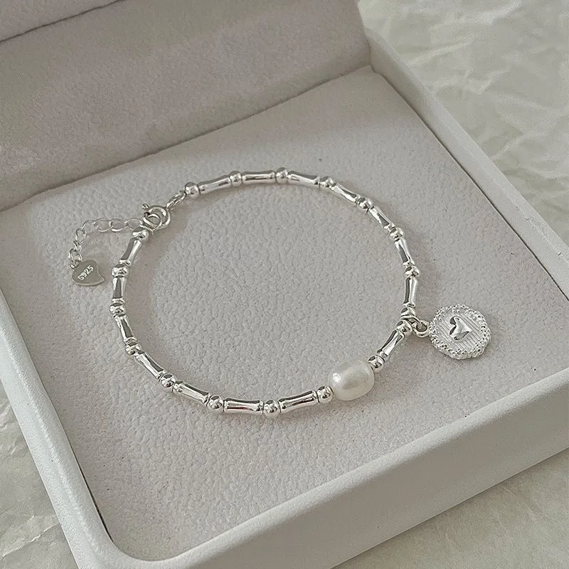 VENTFILLE 925 Sterling Silber Perlen Bambus Knoten Armband für Frauen Mädchen Einfache Koreanische Schmuck Geburtstag Geschenk Dropshipping Image
