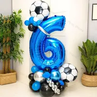 32 stücke Fußball Ballons Set 30 Zoll blau 0-9 Nummer Fußball Folie Ballon Runde Fußball Globos für