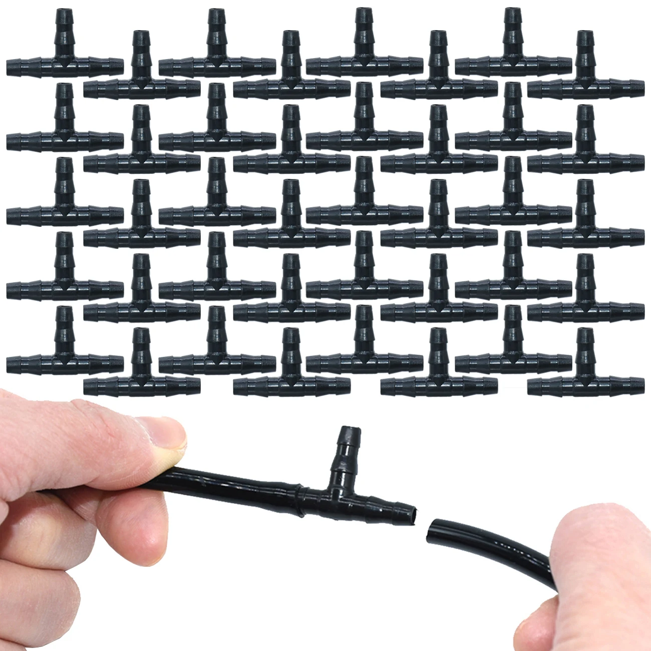 SPRYCLE 20-100PCS 1/4 Zoll Anschluss Joint T Tropf Bewässerung Tropf Bewässerung Garten Werkzeuge für 4mm/7mm Rohr Schlauch Gewächshaus Image