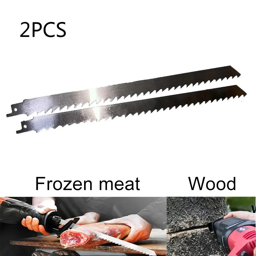 2Pcs 300mm Fleisch Knochen Eis Schneiden Säbelsägeblatt Edelstahl Fleisch Sägen Cutter Für Schneiden Fleisch Eis holz Metall Image