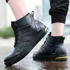 Neue wasserdichte Schuhe für Herren, schwarze High-Top-Stiefeletten für Regen, lässige flache Regenstiefel für Herren, modische Gummi-Regenstiefel, Größe 39–44