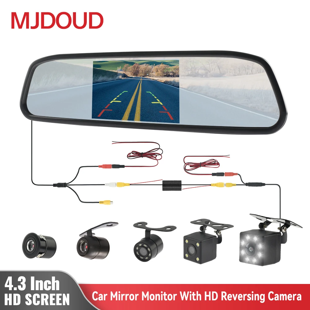 MJDOUD Auto-Rückspiegelkamera mit Spiegelmonitor für Fahrzeugparken, Rückspiegelkamera, 4,3-Zoll-Bildschirm, HD-Rückfahrkamera Image