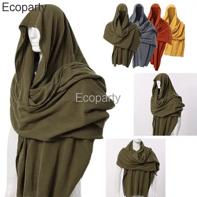 Neue männer Medieval Pirate Retro Haube Schal Schwarz Grün Rot Wrap Mantel Renaissance Halloween Image
