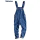 Sokotoo Herren Streifen gedruckt blau Denim Latzhose Hosenträger Overalls Overalls Jugend jeans