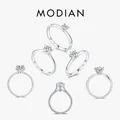 Modian Neue 925 Sterling Silber Diamant CZ Hochzeit Stapelbar Finger Ring Platin Überzogene Marke