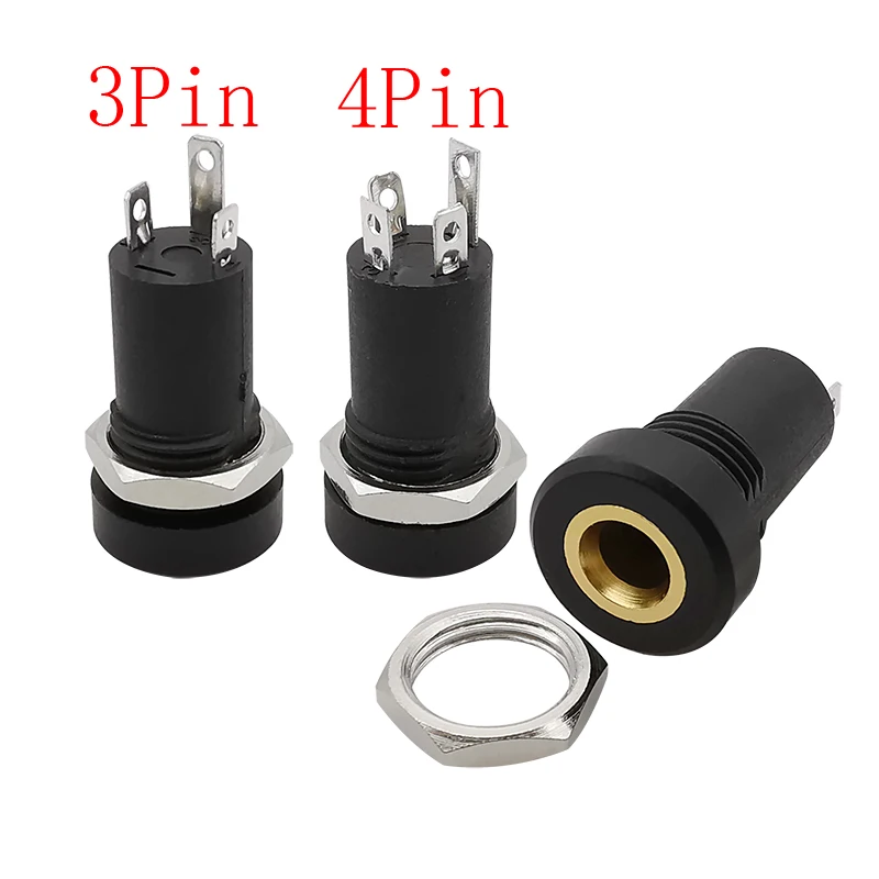 PJ-392A 3/4 Pin 3,5 mm Audio Jack Buchse 3/4 Pole Stereo Solder Panel Mount 3,5 mm Kopfhörer Buchse Stecker mit Mutter Image