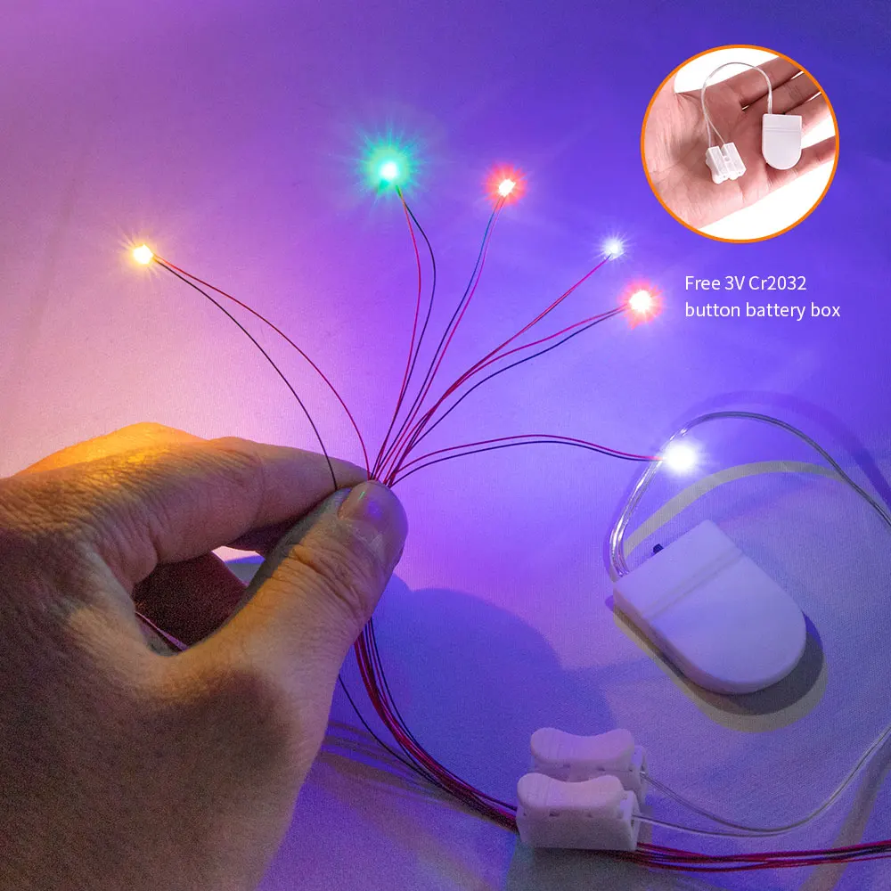 10 Stück Smd-LEDs-Chip verkabelt mit 3 V Knopfbatteriebox Hobby-Modellbausatz für Modellspielzeug-Licht-DIY-Modelle Image
