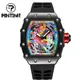 PINTIME Mode Uhren Männer Hip Hop Sport Mann Uhr Männlichen Silikon Gummi Strap Tonneau Uhr Reloj