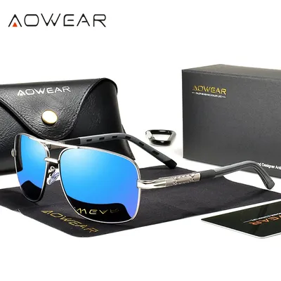 AOWEAR Fashion Square Sonnenbrille Männer Polarisierte Retro Spiegel Luxus Sonnenbrille für