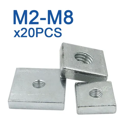 20/ 40 teile/los Platz Mutter M3 M4 M5 M6 Carbon Stahl Verzinkt Verzinkt Dünne Viereck Block