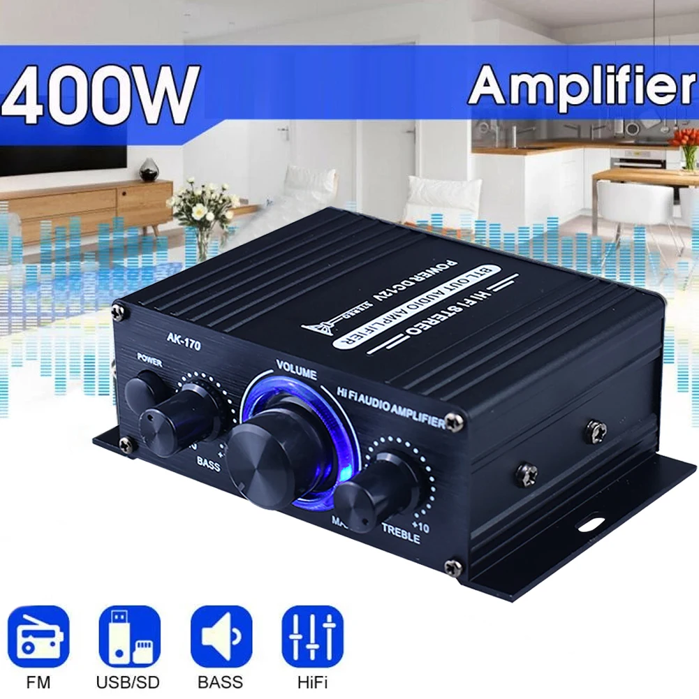 Home Digital Verstärker Hifi Stereo Audio Power Verstärker 200W + 200W Dual Channel Power Amp 125x75x40mm Image