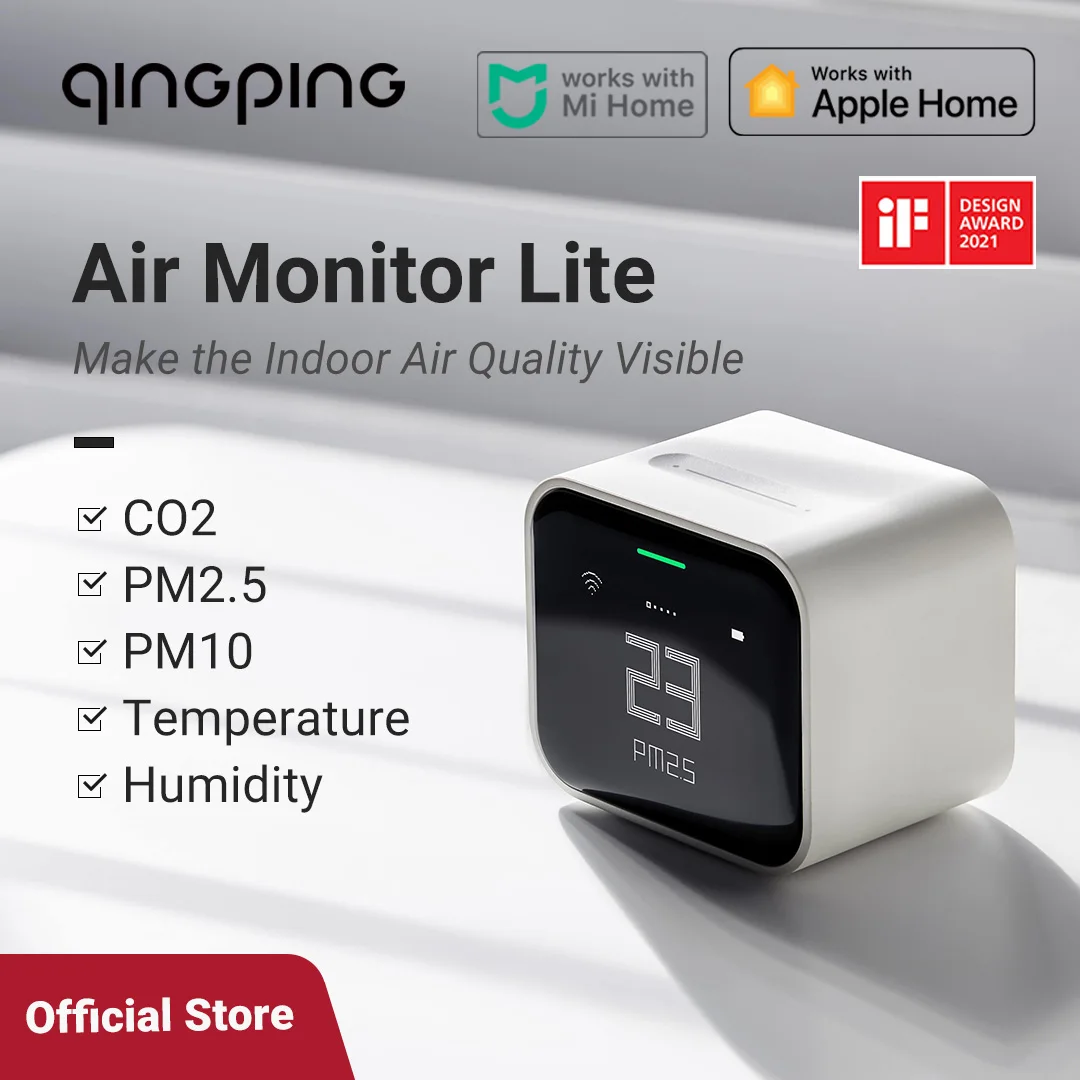 Qingping 5in1 Apple HomeKit-kompatibler WiFi-Luftqualitätsmonitor, tragbarer CO2-Messgerät-Sensor erkennt PM2,5 PM10, Temperatur und Luftfeuchtigkeit Image
