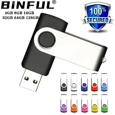 BINFUL 360 ° Drehen Metall USB 64GB Disk On Key Mini USB-Stick 4GB 32GB Kühlen stick 8GB Stift Drive 128G 16G USB Stick Farbe Image