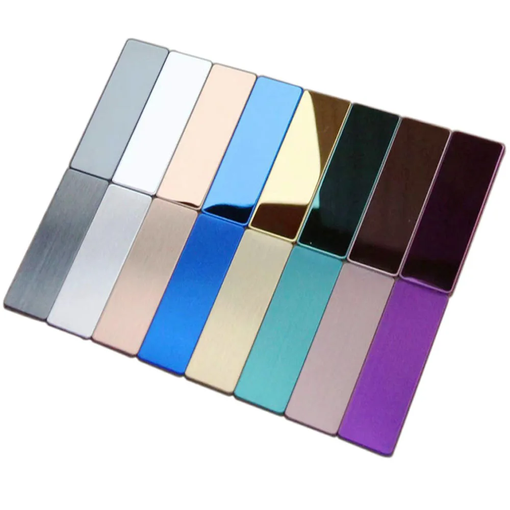 5–10 Stück Lasergravur-Namensschildhalter, runde Ecke, Edelstahl-Abzeichen, leeres Material, ID-Namensschild, 70 x 20 mm Image