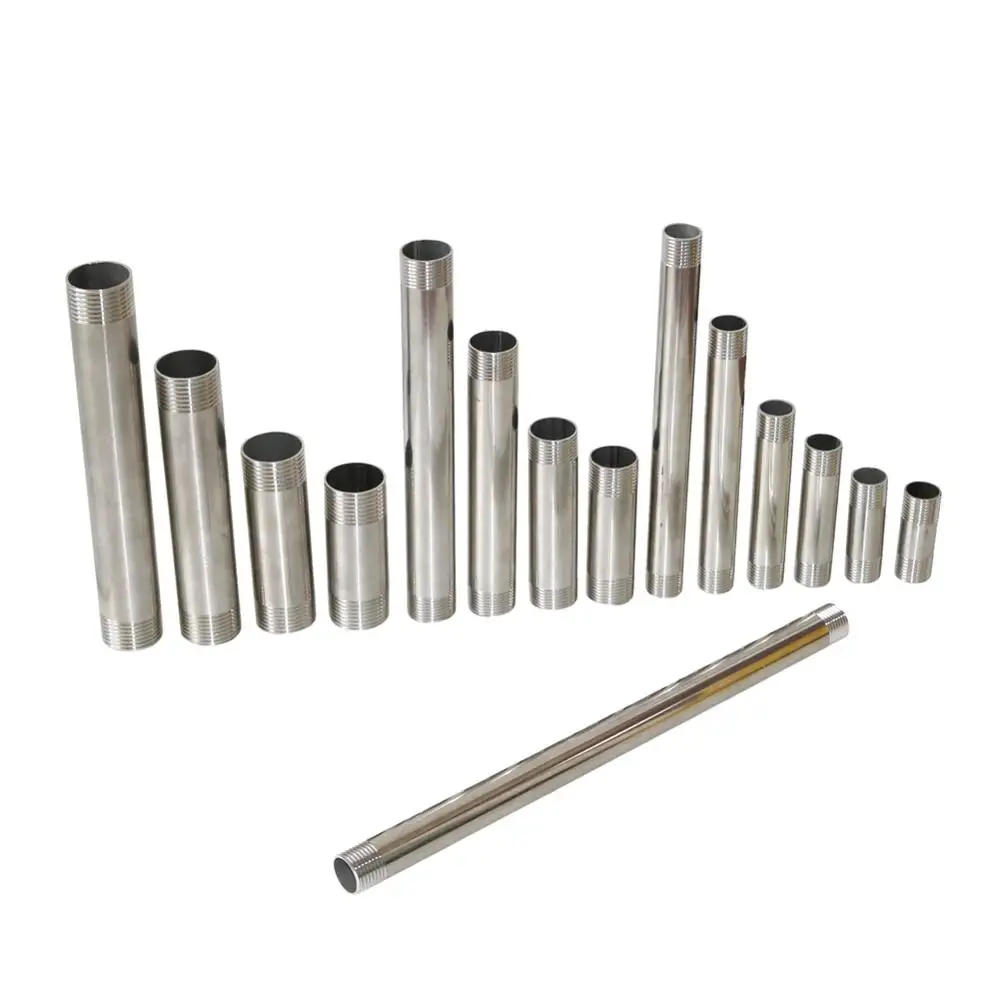 BSP 1/2" 3/4" 1" Rohrverschraubung Edelstahl 304 Außengewinde Rohrverbinder 5/6/8/10/15/20/30cm Adapter Duschstange Image