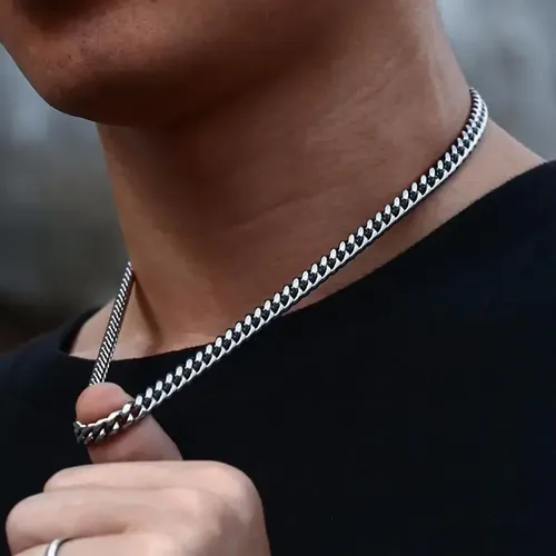 Edelstahl kubanische Kette Halskette für Männer Frauen Punk Edelstahl Bordstein kette Kette Vintage